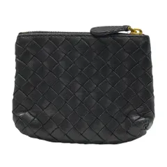 ボッテガヴェネタ イントレチャート コインケース 小銭入れ コンパクト レザー ブラック 185899 V0010 1000 BOTTEGA VENETA メンズ リユース 上質 編み込み 洗練 収納力 財布