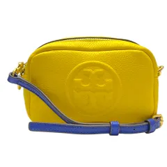 トリーバーチ ペリーボンベミニバッグ ショルダーバッグ クロスボディバッグ ミニバッグ 肩掛け 斜め掛け ロゴ 2WAY レザー イエロー×ブルー 55691 TORY BURCH レディース リユース 上質 鮮やか 機能的 軽量 コンパクト