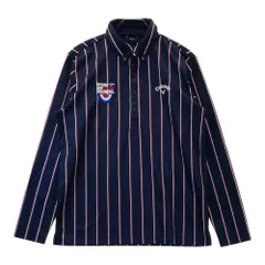 サイズ：LL CALLAWAY キャロウェイ  長袖ポロシャツ ボタンダウン ストライプ柄 ネイビー系 [240101597393] ゴルフウェア メンズ ストスト