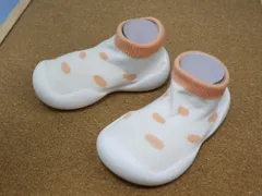 ★国内在庫・即日出荷★【サイズ11.5cm/12.5cm/13.5cm/14.5cm】ソックスシューズ/靴下靴 K17-5橙水玉柄 ドット柄 ファーストシューズ ベビーシューズ 室内履き 上履き　小さい足の子　大きい足の子　低出生体重児　ビッグベビー