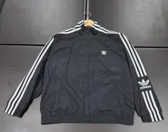adidas 3本線 ブラック ウィンドブレーカー ジャケット