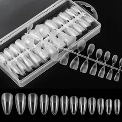 Annhua 240枚セット ネイルチップ 透明 アーモンド クリアネイルチップ ネイルちっぷ 練習用 付け爪 ネイル長さだしチップ 透明ネイルチップ 無地 超薄 ジェルチップ サンディング済み ネイル用品 ケース付き