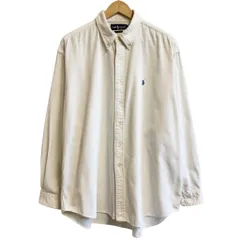 Ralph Lauren ラルフローレン コーデュロイシャツ ボタンダウンシャツ コットンシャツ 厚手長袖シャツ ワンポイントロゴ 刺繍 白 XLサイズ No.L930