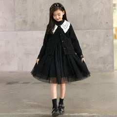 ワンピース フォーマル 襟付き キッズ 子供服 女の子 長袖 正装 礼服 2点セットアップAライン ピアノの発表会 卒業式 小学校 入学式 法事 喪服2255881