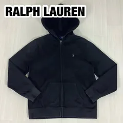 POLO RALPH LAUREN ポロラルフローレン ジップアップ パーカー フーディ ボーイズサイズ XL(18-20) ブラック 黒 170cm 刺繍ポニー 着丈60cm 肩幅44cm 身幅(脇下)51cm 袖丈60cm【古着】