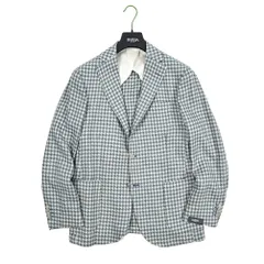 BARBA バルバ / JACKET JIM2 テーラードジャケット 2Bシングル ヴァージンウール シルク リネン コットン チェック ライトブルー イタリア製 434200のサムネイル