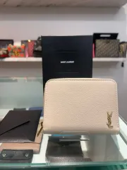 Saint Laurent サンローラン イヴ・サンローラン ジッパー 二つ折り財布 ピンク ほぼ新品