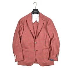 BARBA バルバ / JACKET JIMMY テーラードジャケット 段返り3Bシングル ヴァージンウール シルク リネン チェック レッド イタリア製 434211のサムネイル