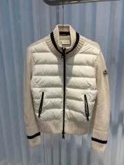 モンクレール レディース ニット ダウン ジャケット アイボリー