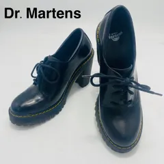 ドクターマーチン Dr.Martens SALOME サロメ 厚底 チャンキーヒール レースアップ UK6 ブラック レザー 人気モデル 美脚 脚長 効果 通学 通勤 メンテナンス済 飴色ソール イエローステッチ 3ホール ヒール パンプス hws02461