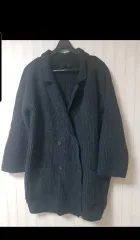 新品 Minah チャコール カラー ダブル ボタン ニットカーディガン