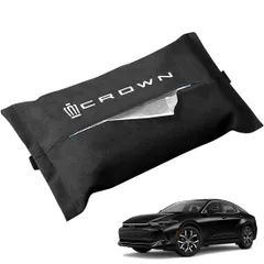 新品 OuTLife 新型クラウン 専用 30系/20系/10系~適用 クラウンカスタム 車用ティッシュケース ティッシュホルダー 収納ボックス 全ティッシュ入り可能 専用カスタム 豪奢感 片手操作 防水 装着簡単 取り付け簡単 専用ロゴ (クラウン)