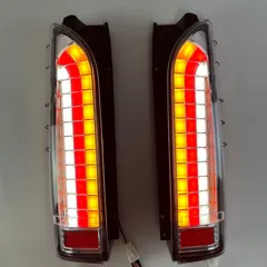 【送料無料】トヨタ ハイエース 200系 2005～2018年式 対応 LED テールランプ リアバンパー用 バック/ウインカー/ブレーキ 一体 低輝度/高輝度 流水 黄/白 選択可のサムネイル