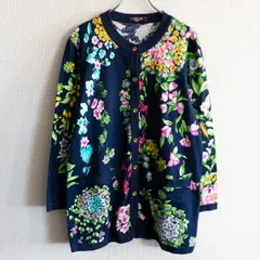 LEONARD レオナール　カシミヤ　ニット　カーディガン　花柄 レオナール ファッション LEONARD FASHION 花柄 フラワー カシミヤ