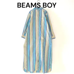 美品 BEAMS BOY ビームスボーイ ストライプ シャツワンピース ブルー