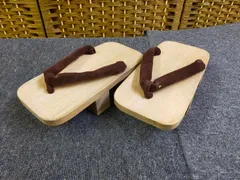 E11-20251227-65 木製 高下駄 舞台用 踊り用 24.5cm相当 鼻緒付き 和装 小道具