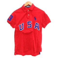 ポロ バイ ラルフローレン Polo by Ralph Lauren ポロシャツ 半袖 鹿の子 USAワッペン S 赤 レッド /JS ■FF
