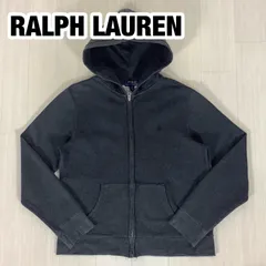 POLO RALPH LAUREN ポロラルフローレン ジップアップ パーカー フーディ 裏起毛 ボーイズサイズ L(14-16) チャコール 160cm 刺繍ポニー 着丈55cm 肩幅43cm 身幅(脇下)48.5cm 袖丈58cm【古着】