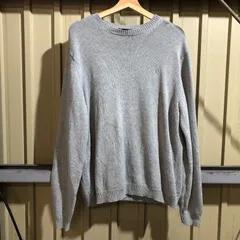 1295 Eddie Bauer セーター グレー XL エディーバウアー ニット コットン ワンポイント 刺繍ロゴ 古着卸 アメリカ仕入