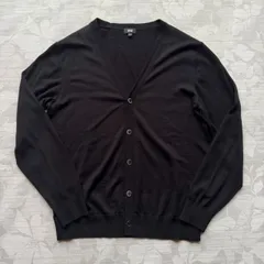 ユニクロ ウール100% Vネックカーディガン Lサイズ 黒