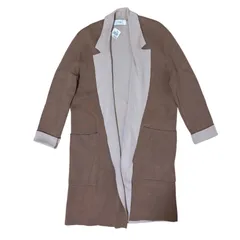 ZK34 AZUL by moussy アズールバイマウジー ロングニットコート ロングカーディガン 配色デザイン 羽織り ブラウン ベージュ レディース Mサイズ