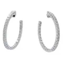 (年末セール) 0.7ct/ダイヤモンド フープ･ピアス/K18WG/750-3.6g/ホワイトゴールド/プレゼント/記念日/4月誕生石【S】【メンズ・レディース】★■597567【中古】