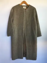 IENA ラムウールノーカラーロングコート レディース 38 グレー 3052202512220005