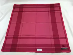 松前232　BURBERRY　バーバリー　ハンカチ　赤系　レッド　馬上の騎士　綿100％　かんてい局松前R56号店