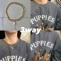 ng75 3way チェーンネックレス ステンレス シルバー 淡水パール