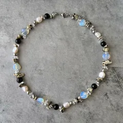 n109 天然素材 ビーズ ネックレス 金アレ対応に変更可能