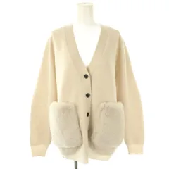 ボールジー BALLSEY トゥモローランド ウールポリエステルミラノリブ ファーポケットニットカーディガン S ベージュ /DF ■OS