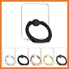 【新品】 Prv【 雑誌掲載商品！ 粘着重量5kg スマホリング クリア 】 粘着力最強 3Mテープ バンカーリング 緩くなりにくい リング強度最強 透明 薄型 ホールドリング 落下防止リング スタンド機能 タブレットリング 360回転 車 お風呂のフック 0