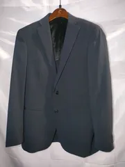 32【美品】ピンクパンサー pinkPpanther ジャケット ウール混 ビジネススーツ  ダークグレー メンズ 紳士 裏地 スーツ 古着 長袖 80s 90s アンティーク vintage Mサイズ