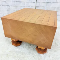 【本格将棋盤　未使用品】本桂　板目　木裏　脚付き　へそあり 本格将棋盤 未使用品】本桂 板目 木裏 脚付き へそあり