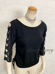 新品 社交ダンス ツーピース 黒 黄色 青 パーティ セットアップ 9262