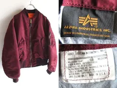 希少カラー USA製 90sビンテージ ALPHA INDUSTRIES アルファインダストリーズ 中綿/エコダウン入 MA-1 フライトジャケット M バーガンディ