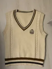 アイボリー ベージュ ニットベスト