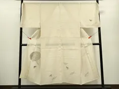 平和屋着物＊夏物　男性　訪問着　紗紬　手描き　笠　蛙　正絹　逸品　CABB9612zeのサムネイル