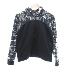 プーマ PUMA ジップアップパーカー フーディ S 紺 ネイビー 柄 切り替え /NL ■GY58