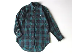 希少 80sビンテージ Polo by Ralph Lauren ラルフローレン コットン ライトネルシャツ チェックシャツ L ネイビー グリーン 樫山株式会社