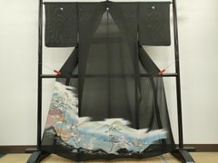 衣桁☆角衣桁飾り金具なし 黒塗☆着物掛け☆打掛・タペストリー 新品
