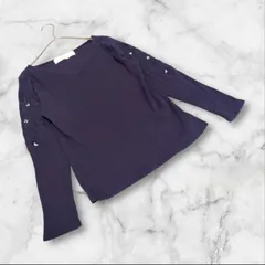 【トッコクローゼット】（M）カットソー Vネック 花柄 刺繍 きれいめ ネイビー