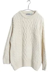 【お得なクーポン配布中!】 アイルランド製 aran crafts フィッシャーマン ニット セーターメンズ レディース S メリノ ウール アラン ケーブル ローゲージ ナチュラル