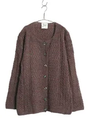 【お得なクーポン配布中!】 アイルランド製 Carraig Donn フィッシャーマン ウール ニット カーディガン レディース L アラン ケーブル 前開き 丸首 カットソー タイプ