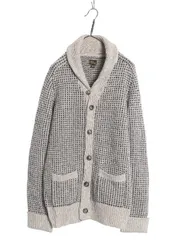 【お得なクーポン配布中!】 エルエルビーン ショールカラー バースアイ ニット カーディガン メンズ M / アウトドア ウール セーター ノルディック 総柄 重ね着 前開き