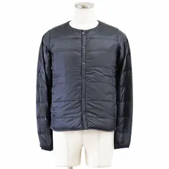 DESCENTE デサント ライトダウン ジャケット ALLTERRAIN ロゴ ボタン HCS ナイロン100% 軽量 ノーカラー 長袖 中綿 パテッド インナー アウター メンズ サイズ S ダークネイビー 濃紺のサムネイル