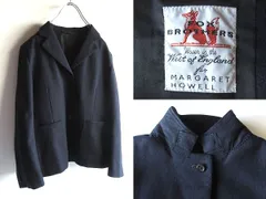 MARGARET HOWELL FOX BROTHERS FLANNEL マーガレットハウエル別注 フォックスブラザーズ ウールフランネル 3Bテーラードジャケット 2 ネイビー 定価74800円
