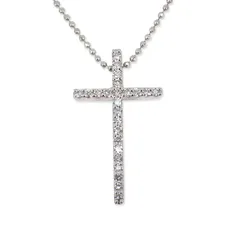 ヴァンドーム K18WG ダイヤモンド クロス ペンダント//j36-9