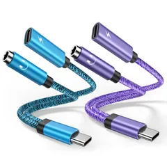 2in1 タイプC イヤホン変換 アダプタ PD 60W急速充電 Type-C to 3.5mm イヤホンジャック 変換充電 充電しながら 通話 音量調節 ポータブルiPad Pro 2021/ipad air 4 Mini 6/Xperia 5/