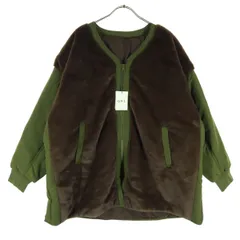 未使用 GRAIL グレイル ツートンカラー 長袖 中綿 ノーカラージャケット F ブラウン レディース 古着